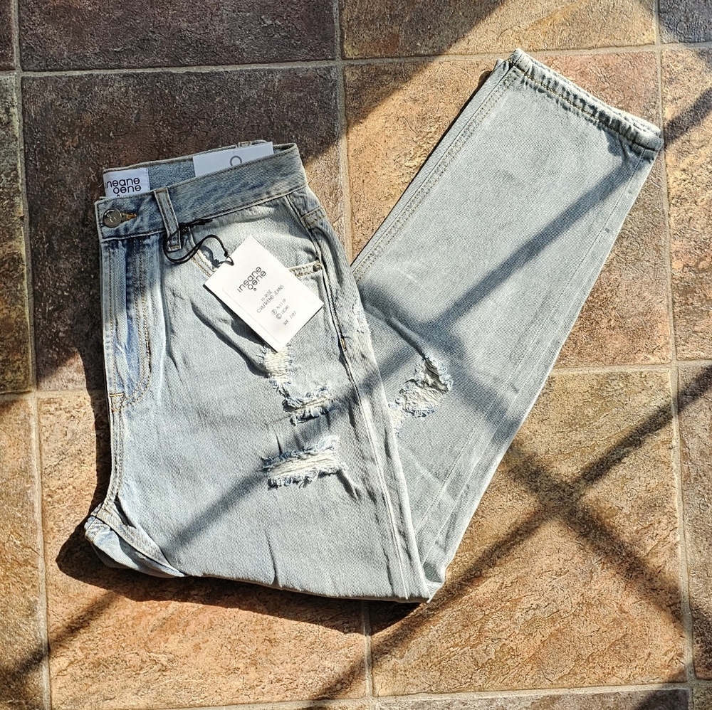 Insane Gene, High Rise Ripped Ankle Girlfriend Jeans - Picture 8 of 9